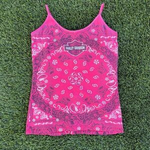 Vintage y2k red Harley Davidson paisley bandana print tank top size L
